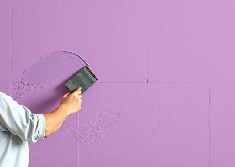 Application d'un enduit décoratif à la lisseuse sur un mur
