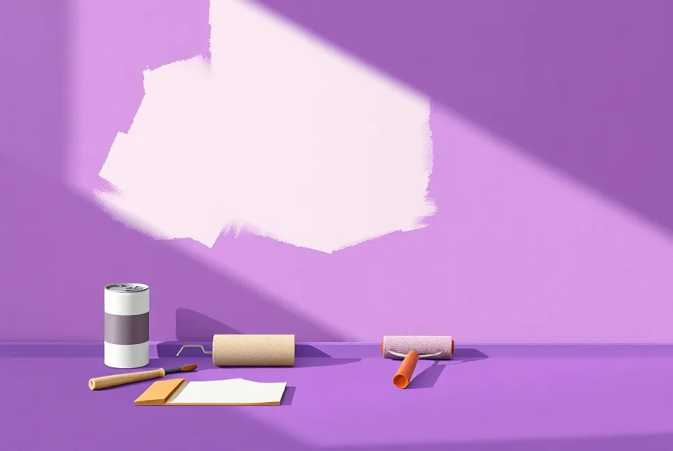 Outils de peinture disposés dans l'ordre des étapes du chantier